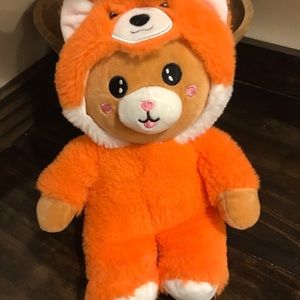 Fox Hooded Teddy Bear Plush Stuffed Animal Orange 11 Inch